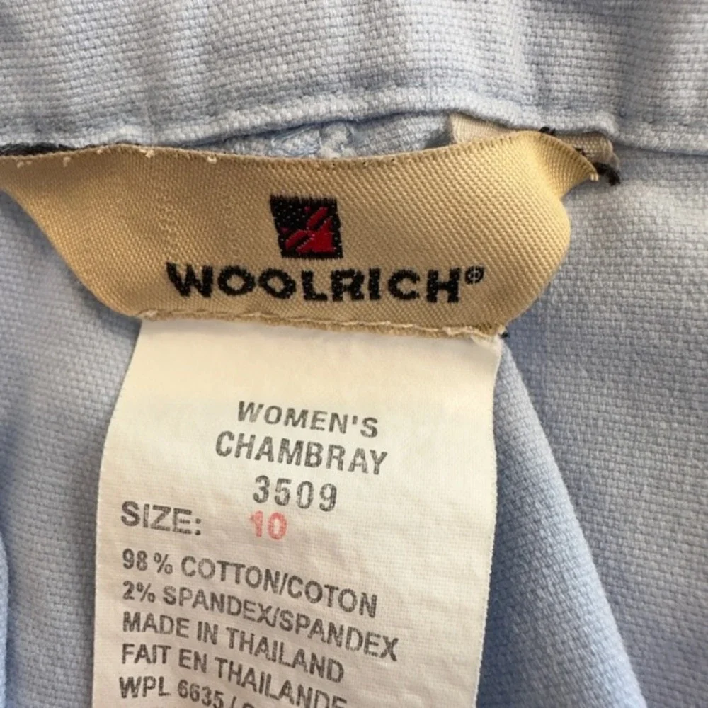 Woolrich Womens Chambray Utility Shorts Light Blue Size‎ 10 Cotton Stretch 3509